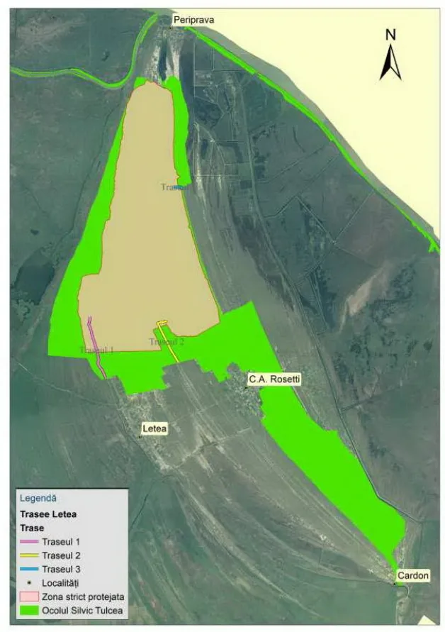 Harta traseelor vizitare Padurea Letea