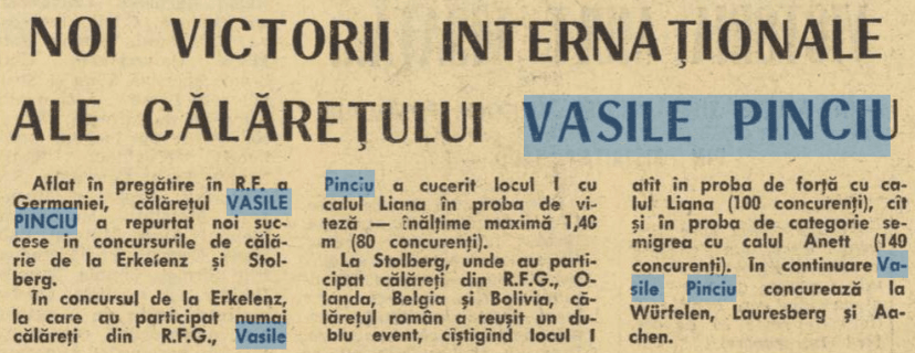 1970 - Sportul Vasile Pinciu