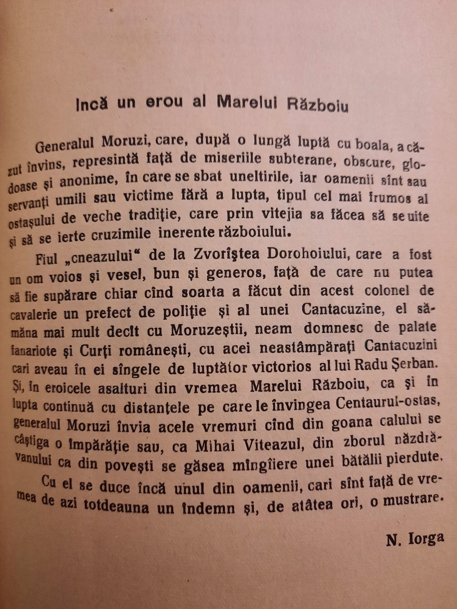 Nicolae Iorga despre Gheorghe Moruzi