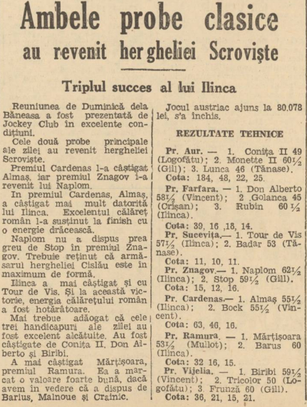 Tripul succes al lui Ilinca Universul 1939
