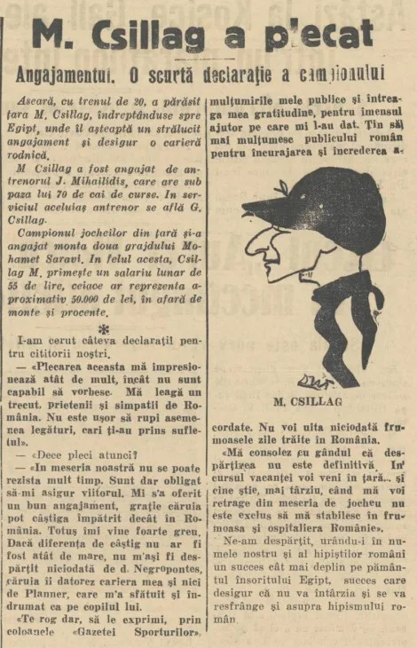 Csillag 1935 pleacă în Egipt