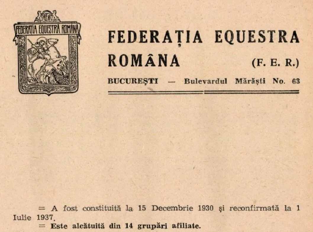 Federatia Ecvestra Romana - Anuarul Sportiv 1938-1939